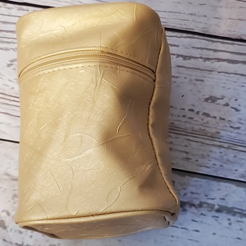 SeneGence gold vinyl mini train case makeup bag